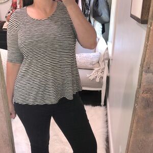 W5 size small black striped knit top